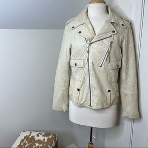 Ideal Cream 100% leather motorcycle Moto leather biker jacket